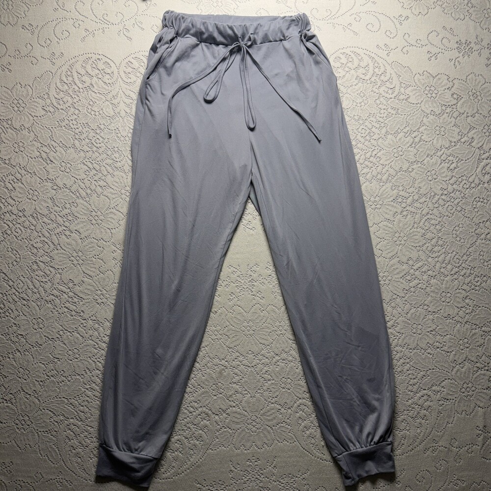Hey Samy Jogger Pants Womens Small Gray Jersey Elastic Waist Cuffed Lounge